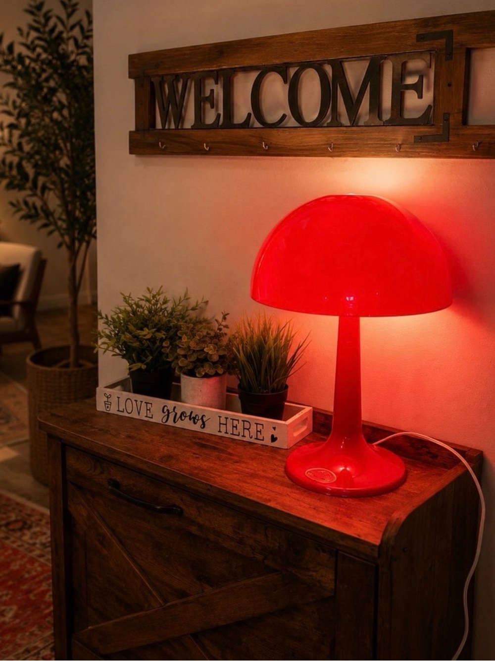Red Modern Mushroom Table Lamp - Home Accents